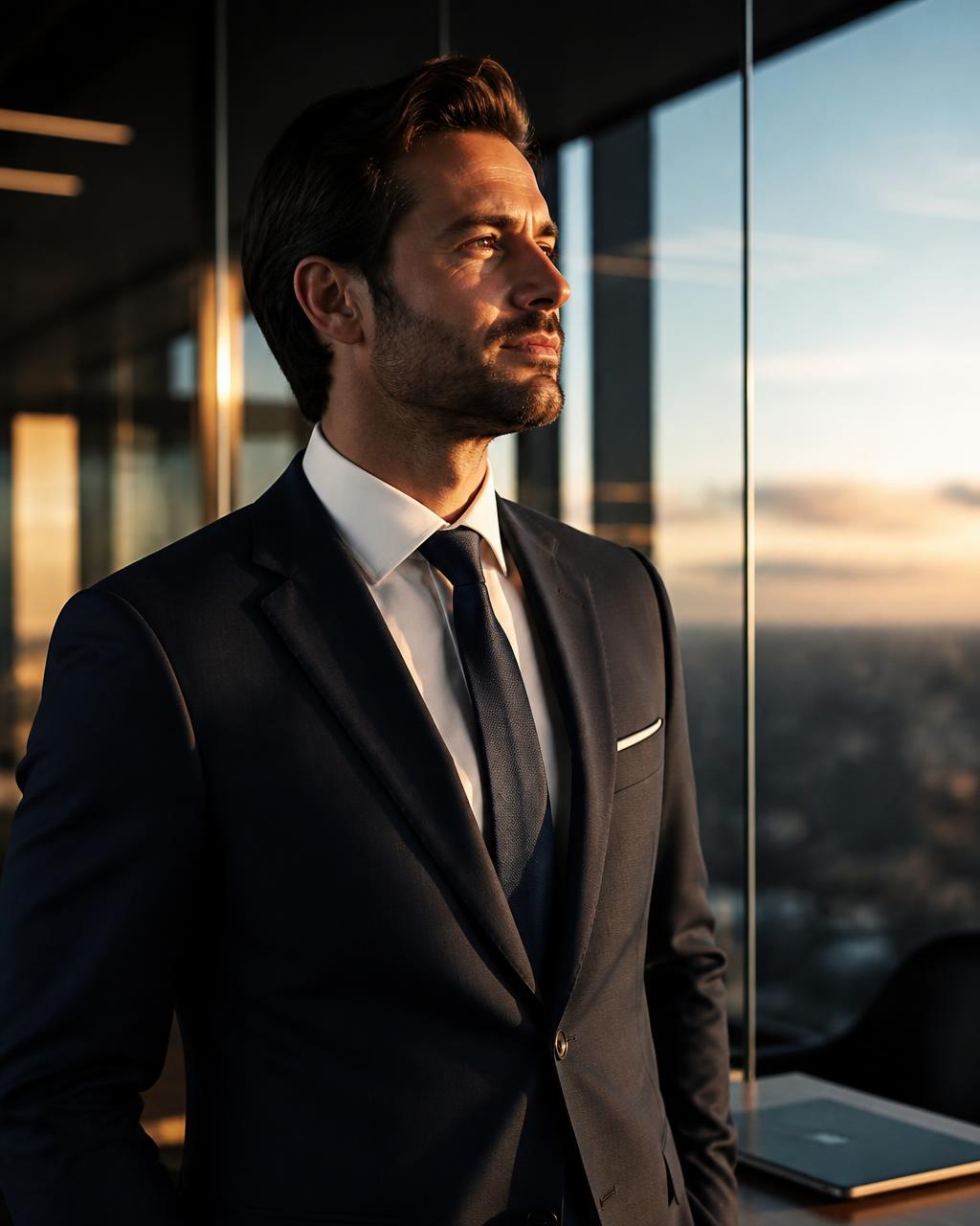 Confident sales professional in a modern office